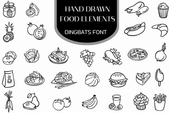 Hand Drawn Food Elements: A Creative Font for Editorial Design